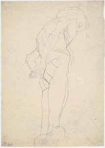 Bent Naked Old Man Facing Right